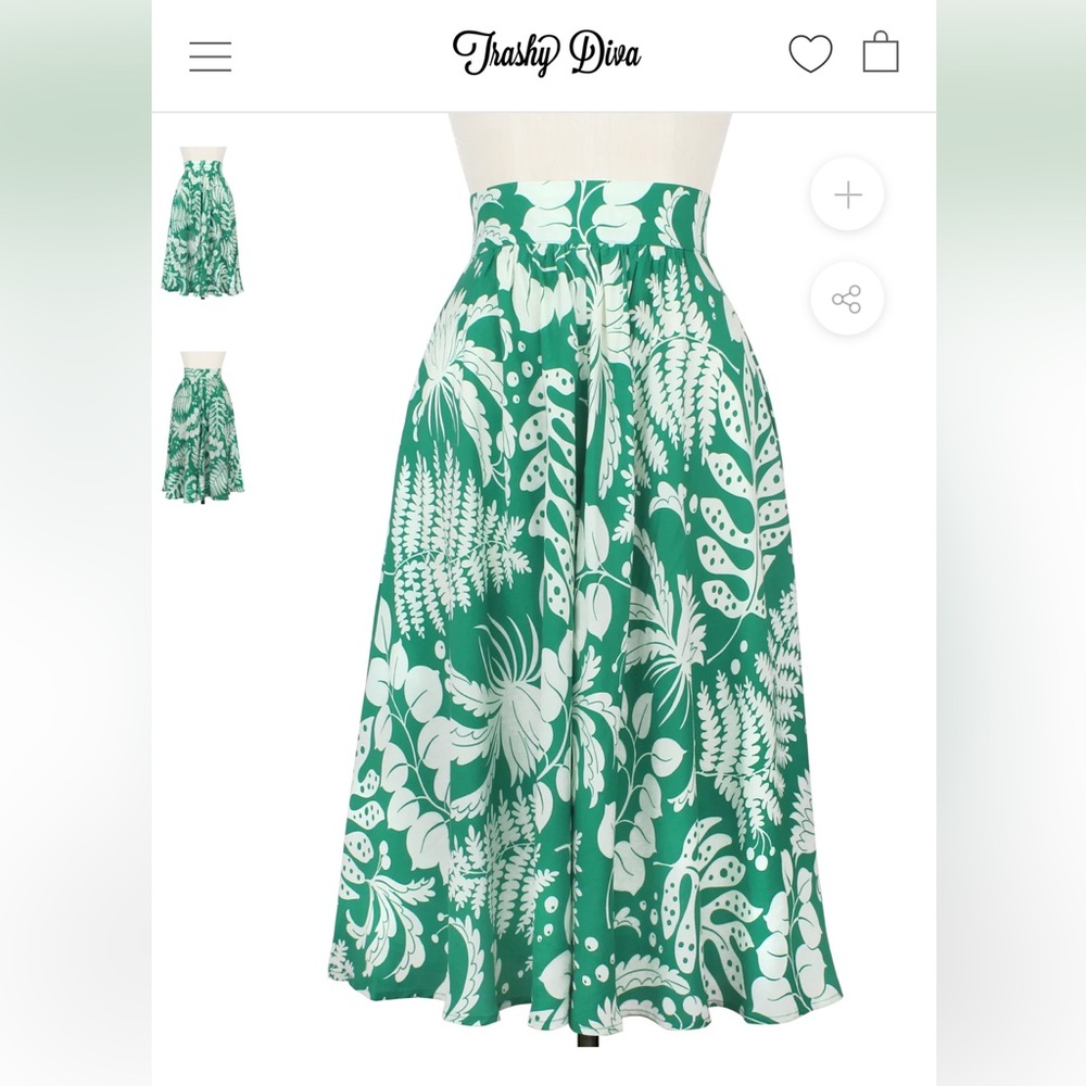 Trashy Diva 40s Skirt - Botanist Green Print